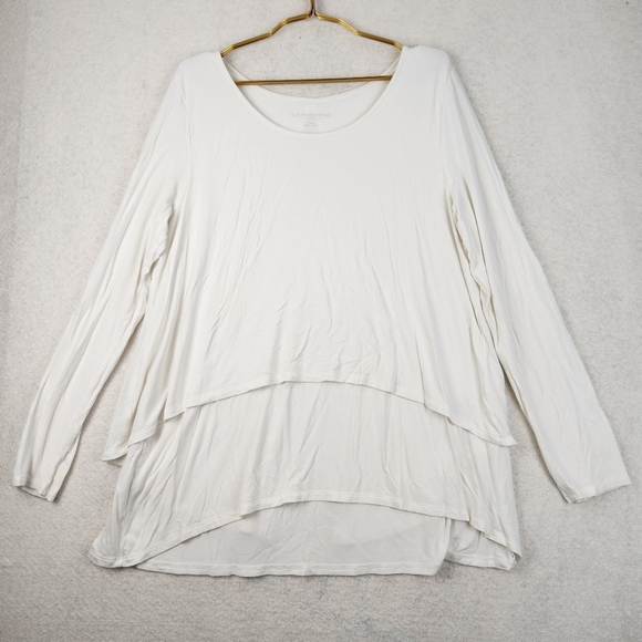 Soft Surroundings Womens Size Small Perfect Layers White Tiered Split Back Top - Picture 1 of 7